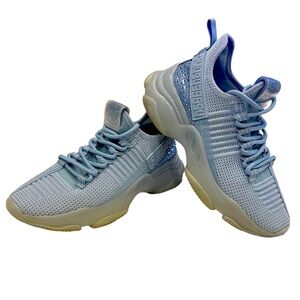 Steve Madden Maxima Blue Sneakers Blue Bling Lace Up Trainers Women's Size 7M